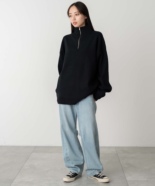 WEGO(ウィゴー)の「WEGO/ミラノリブハーフジッププルオーバー(ニット/セーター・メンズ・ブラック/ホワイト/ネイビー/ダークグレー・MEDIUM/LARGE)」の8枚目の写真