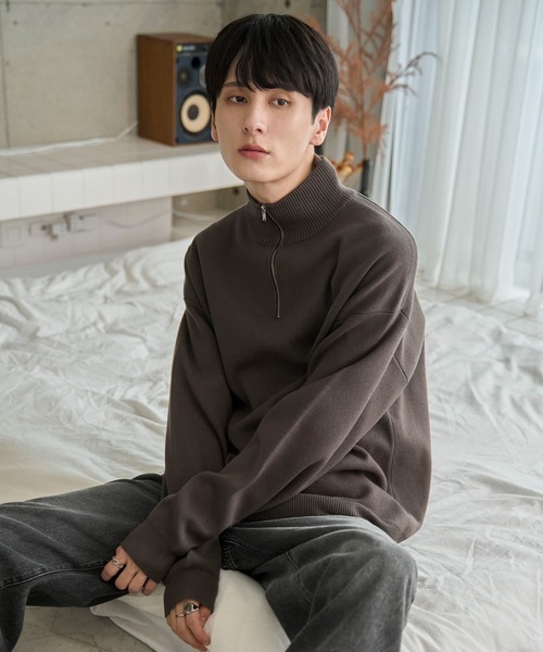 WEGO(ウィゴー)の「WEGO/ミラノリブハーフジッププルオーバー(ニット/セーター・メンズ・ブラック/ホワイト/ネイビー/ダークグレー・MEDIUM/LARGE)」の7枚目の写真