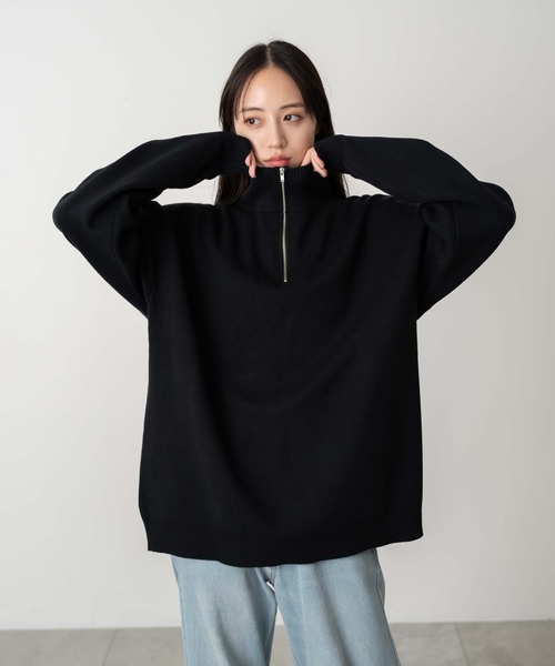 WEGO(ウィゴー)の「WEGO/ミラノリブハーフジッププルオーバー(ニット/セーター・メンズ・ブラック/ホワイト/ネイビー/ダークグレー・MEDIUM/LARGE)」の16枚目の写真