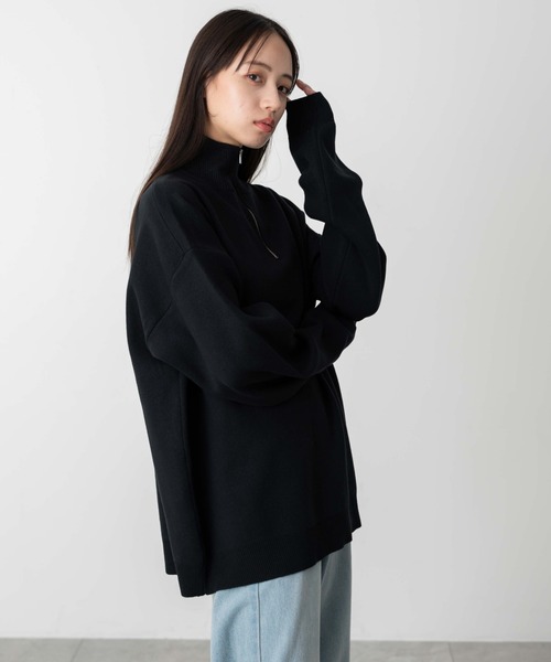 WEGO(ウィゴー)の「WEGO/ミラノリブハーフジッププルオーバー(ニット/セーター・メンズ・ブラック/ホワイト/ネイビー/ダークグレー・MEDIUM/LARGE)」の10枚目の写真