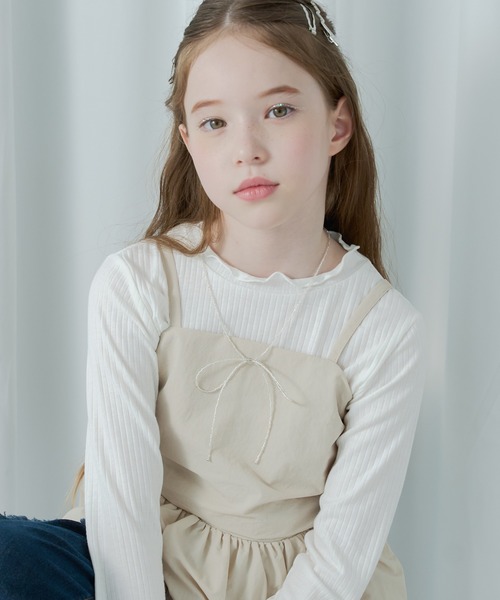 PAIRMANON COEUR（ペアマノンクール）の「【PAIRMANON COEUR】ビーズ リボンモチーフネックレス（ネックレス・キッズ・ブラック/グレー・FREE）」の4枚目の写真