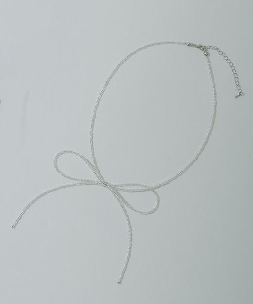 PAIRMANON COEUR（ペアマノンクール）の「【PAIRMANON COEUR】ビーズ リボンモチーフネックレス（ネックレス・キッズ・ブラック/グレー・FREE）」の5枚目の写真