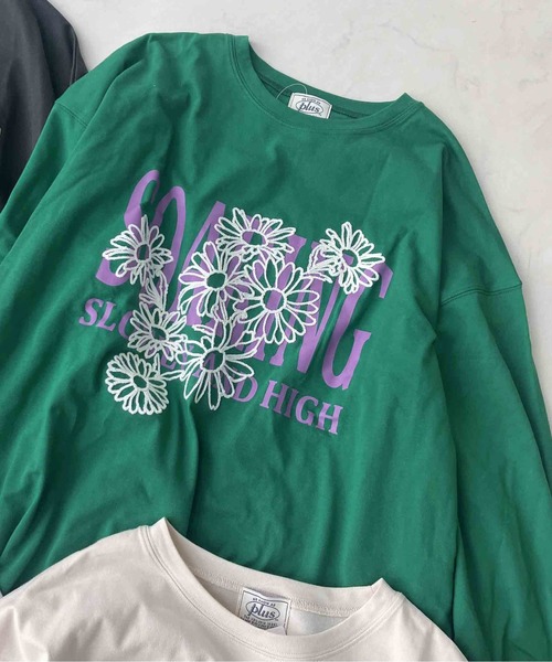 AS KNOW AS plus（アズノゥアズプラス）の「◇フラワー刺繍重ねロゴロンT（Tシャツ/カットソー・レディース・キナリ/スミクロ/オートミール/ブラウン/ブルー/アイボリー系/ベージュ系/グリーン系/ブラック系・FREE）」の21枚目の写真