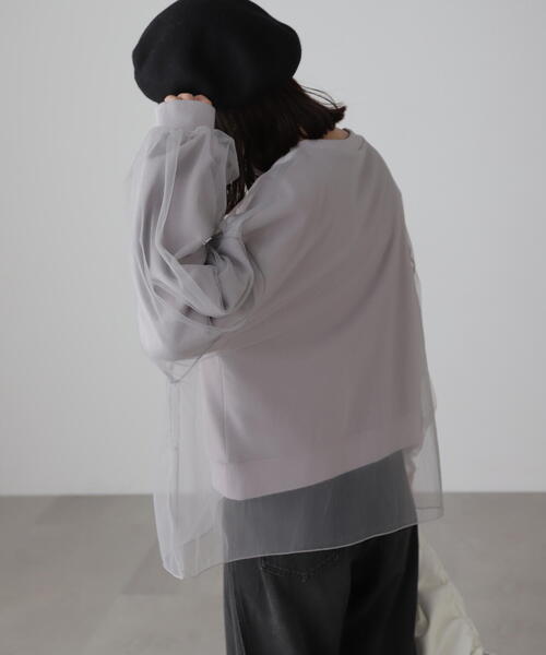 FREE'S MART（フリーズマート）の「◆チュールレイヤードスウェット（スウェット・レディース・ホワイト/ブラック/グレー・FREE）」の4枚目の写真