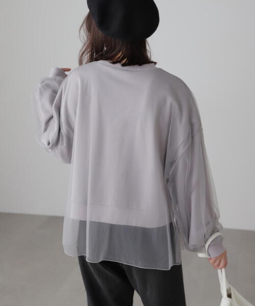 FREE'S MART（フリーズマート）の「◆チュールレイヤードスウェット（スウェット・レディース・ホワイト/ブラック/グレー・FREE）」の6枚目の写真