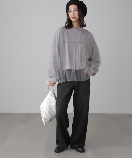 FREE'S MART（フリーズマート）の「◆チュールレイヤードスウェット（スウェット・レディース・ホワイト/ブラック/グレー・FREE）」の7枚目の写真