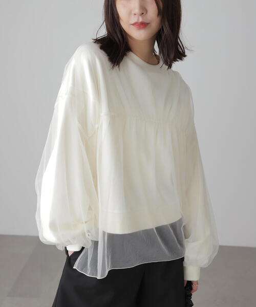 FREE'S MART（フリーズマート）の「◆チュールレイヤードスウェット（スウェット・レディース・ホワイト/ブラック/グレー・FREE）」の14枚目の写真