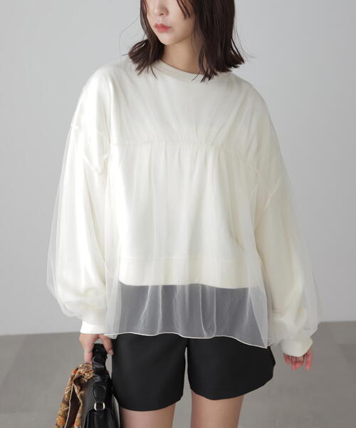 FREE'S MART（フリーズマート）の「◆チュールレイヤードスウェット（スウェット・レディース・ホワイト/ブラック/グレー・FREE）」の18枚目の写真