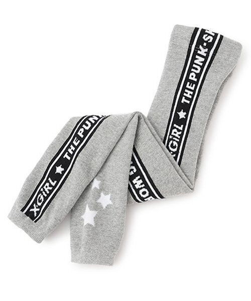 X-girl Stages（エックスガールステージス）の「サイドロゴラインニットレギンス（レギンス/スパッツ・キッズ・トップグレー/ブラック・M/L/LL）」の2枚目の写真