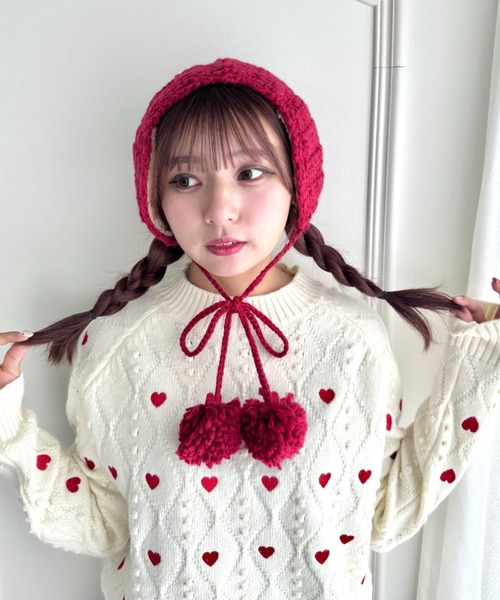 Loueme（ルエム）の「【5色展開】ポンポンリボンニットイヤーマフ（イヤーマフ・レディース・ブラック/アイボリー/レッド/ブラウン/グレー・FREE）」の12枚目の写真
