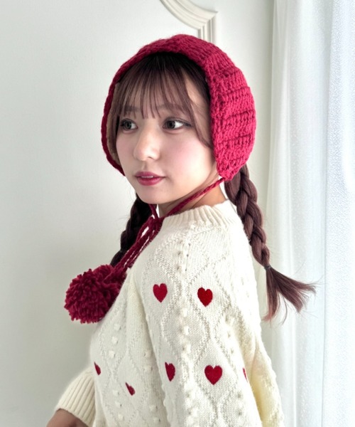 Loueme（ルエム）の「【5色展開】ポンポンリボンニットイヤーマフ（イヤーマフ・レディース・ブラック/アイボリー/レッド/ブラウン/グレー・FREE）」の13枚目の写真