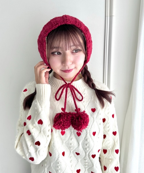 Loueme（ルエム）の「【5色展開】ポンポンリボンニットイヤーマフ（イヤーマフ・レディース・ブラック/アイボリー/レッド/ブラウン/グレー・FREE）」の14枚目の写真