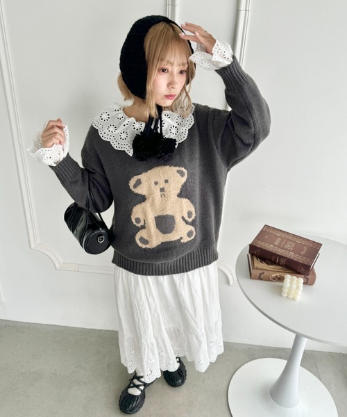 Loueme（ルエム）の「【5色展開】ポンポンリボンニットイヤーマフ（イヤーマフ・レディース・ブラック/アイボリー/レッド/ブラウン/グレー・FREE）」の19枚目の写真