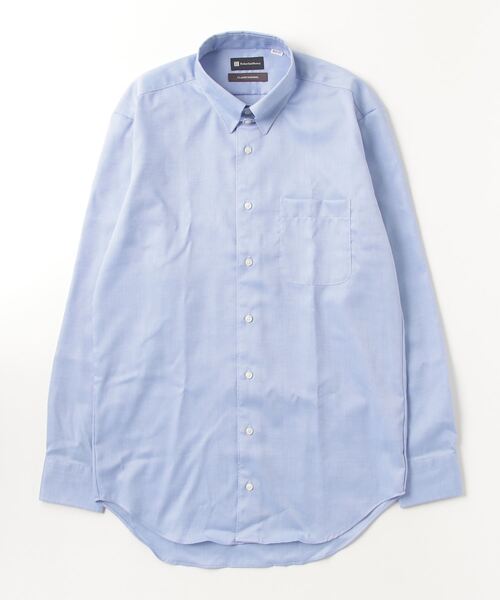 Perfect Suit FActory（パーフェクトスーツファクトリー）の「【ノンアイロン】長袖ワイシャツ　タブカラー【クラシコ】綿100％　無地　サックス（ビジネスシャツ・メンズ・ブルー・首回り41cm-裄丈84cm/首回り39cm-裄丈82cm）」の2枚目の写真