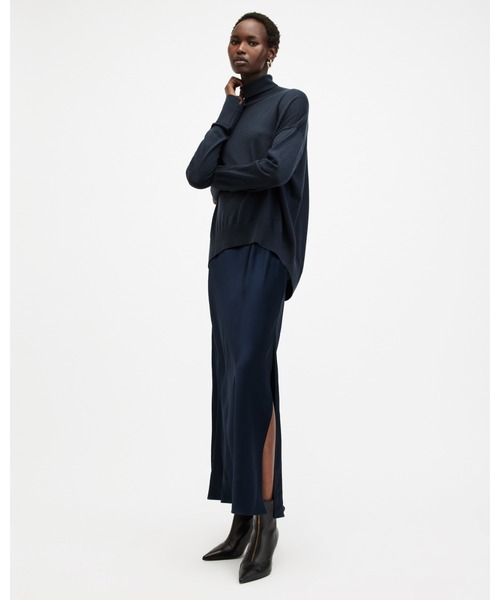 ALLSAINTS(オールセインツ)の「NEO 2-IN 1 SLIM FIT MIDI SLIP DRESS | NEO 2-IN 1 スリム フィット ミディ スリップ ドレス・ワンピース(ワンピース・レディース・ブルー系その他・S/XS/M/L)」の1枚目の写真