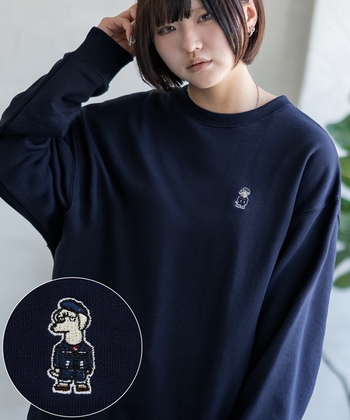 SIDEWAY STANCE（サイドウェイスタンス）の「【SIDEWAY STANCE】刺しゅう ワンポイント スウェットトレーナー（スウェット・メンズ・ネイビー系/グレー系/ブラック/ブラック系/ネイビー/ブラック系1/ネイビー系1/ライトグレー系1/ライトグレー・SMALL/MEDIUM/LARGE/X-LARGE）」の7枚目の写真