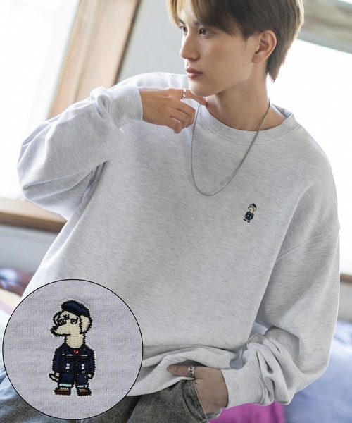 SIDEWAY STANCE（サイドウェイスタンス）の「【SIDEWAY STANCE】刺しゅう ワンポイント スウェットトレーナー（スウェット・メンズ・ネイビー系/グレー系/ブラック/ブラック系/ネイビー/ブラック系1/ネイビー系1/ライトグレー系1/ライトグレー・SMALL/MEDIUM/LARGE/X-LARGE）」の4枚目の写真