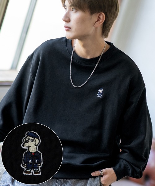SIDEWAY STANCE（サイドウェイスタンス）の「【SIDEWAY STANCE】刺しゅう ワンポイント スウェットトレーナー（スウェット・メンズ・ネイビー系/グレー系/ブラック/ブラック系/ネイビー/ブラック系1/ネイビー系1/ライトグレー系1/ライトグレー・SMALL/MEDIUM/LARGE/X-LARGE）」の2枚目の写真