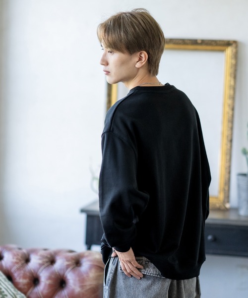 SIDEWAY STANCE（サイドウェイスタンス）の「【SIDEWAY STANCE】刺しゅう ワンポイント スウェットトレーナー（スウェット・メンズ・ネイビー系/グレー系/ブラック/ブラック系/ネイビー/ブラック系1/ネイビー系1/ライトグレー系1/ライトグレー・SMALL/MEDIUM/LARGE/X-LARGE）」の11枚目の写真