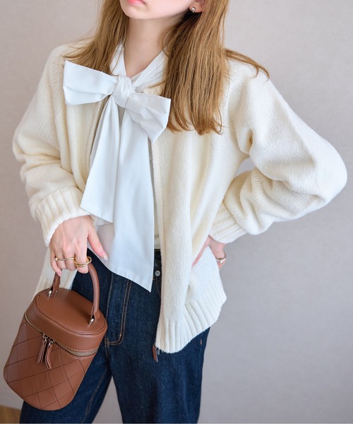 ダブルジップニットカーディガントップス（カーディガン/ボレロ