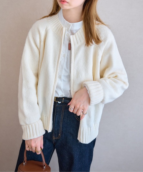 ダブルジップニットカーディガントップス（カーディガン/ボレロ