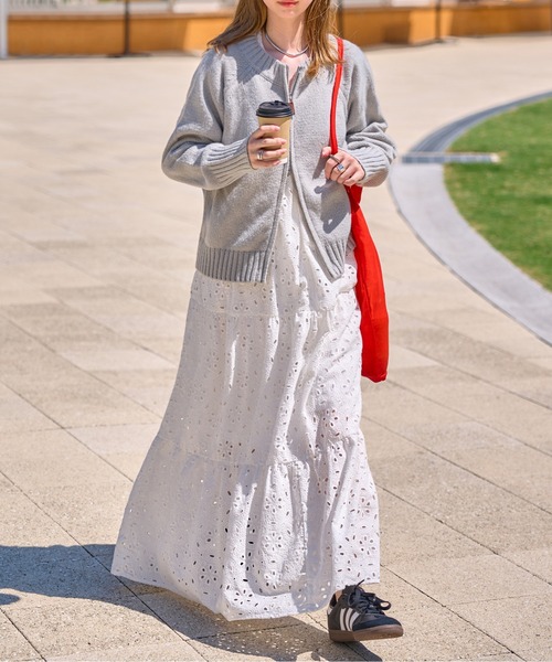 セール】ダブルジップニットカーディガントップス（カーディガン