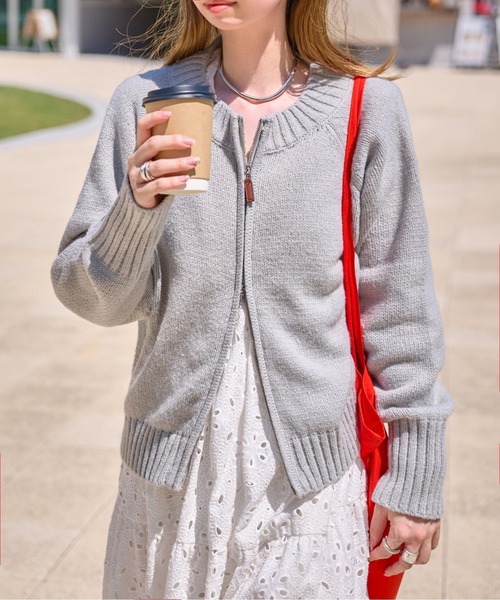 ダブルジップニットカーディガントップス（カーディガン/ボレロ