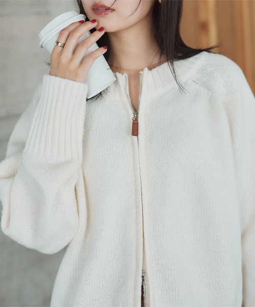 ダブルジップニットカーディガントップス（カーディガン/ボレロ