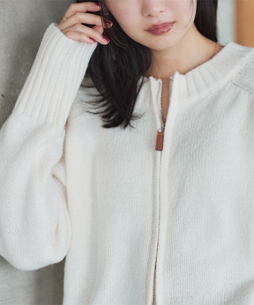 最終値下 ルネ ダブルジップ カーディガン 34 ホワイト ルネ ダブル