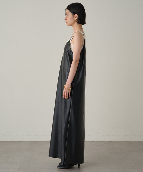 LOUNGEDRESS キャミワンピース Loungedress ワンピース 「3サイズ展開」サテンティアードキャミ
