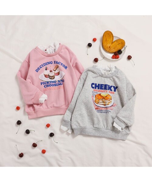 apres les cours（アプレレクール）の「転写モチーフレイヤードトレーナー（スウェット・キッズ・アイボリー/ピンク・80/90/100/110/120/130/140）」の5枚目の写真