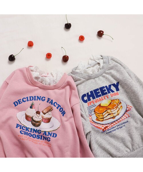 apres les cours（アプレレクール）の「転写モチーフレイヤードトレーナー（スウェット・キッズ・アイボリー/ピンク・80/90/100/110/120/130/140）」の6枚目の写真