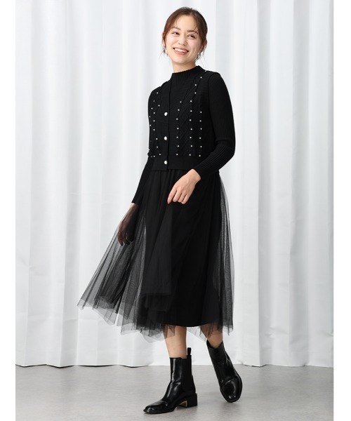 ワンピース ドッキングチュールワンピース　ラウンジドレス　旅行 楽天市場】チュールワンピース ティアードワンピース レディース