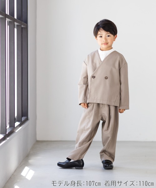 MAKE YOUR DAY（メイクユアデイ）の「無地とストライプのバンドカラーシャツ■80～140cm（シャツ/ブラウス・キッズ・イエロー/ブルー/オフホワイト/オリーブ・80/90/100/110/120/130/140）」の18枚目の写真