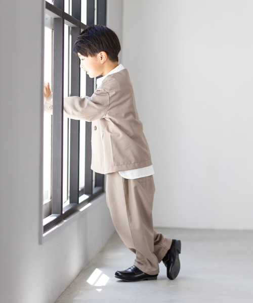 MAKE YOUR DAY（メイクユアデイ）の「無地とストライプのバンドカラーシャツ■80～140cm（シャツ/ブラウス・キッズ・イエロー/ブルー/オフホワイト/オリーブ・80/90/100/110/120/130/140）」の19枚目の写真