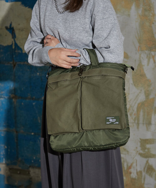 CIAOPANIC（チャオパニック）の「【mi-ry by CIAOPANIC】ヘルメットバッグ（トートバッグ・レディース・オリーブ/ネイビー・FREE）」の4枚目の写真