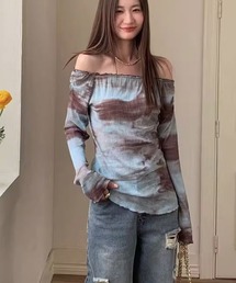 i-dare | 【i-dare】タイダイシー オフショルダー シースルー シアー カットソー(Tシャツ/カットソー)