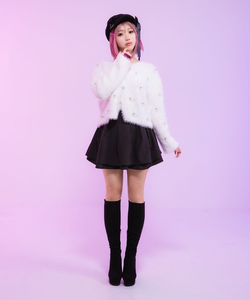 Diable baiser（ディアブルベーゼ）の「ストレッチY2K太ヒールロングブーツ（ブーツ・レディース・ブラック/ブラック系その他・22.5cm/23cm/23.5cm/24cm/24.5cm/25cm）」の3枚目の写真