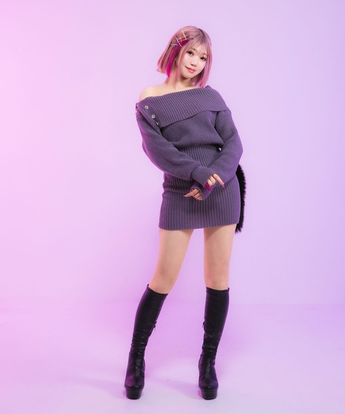 Diable baiser（ディアブルベーゼ）の「ストレッチY2K太ヒールロングブーツ（ブーツ・レディース・ブラック/ブラック系その他・22.5cm/23cm/23.5cm/24cm/24.5cm/25cm）」の4枚目の写真