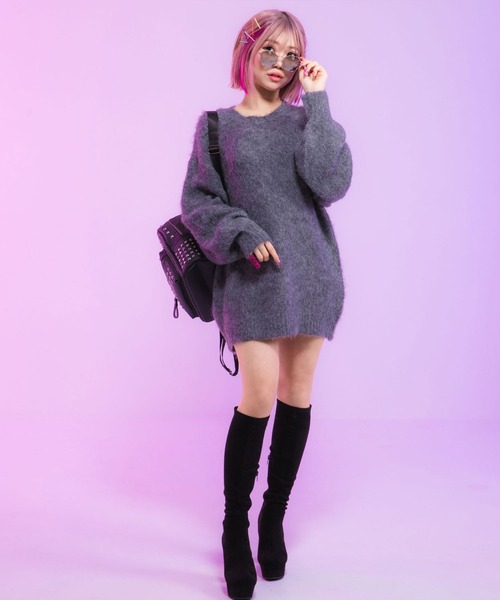 Diable baiser（ディアブルベーゼ）の「ストレッチY2K太ヒールロングブーツ（ブーツ・レディース・ブラック/ブラック系その他・22.5cm/23cm/23.5cm/24cm/24.5cm/25cm）」の7枚目の写真