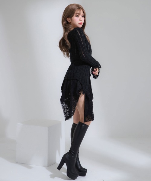 Diable baiser（ディアブルベーゼ）の「ストレッチY2K太ヒールロングブーツ（ブーツ・レディース・ブラック/ブラック系その他・22.5cm/23cm/23.5cm/24cm/24.5cm/25cm）」の9枚目の写真