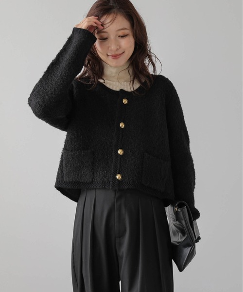 Lajour(ラジュール)の「日本製 ブークレニットカーディガン(カーディガン/ボレロ・レディース・グレー/ブラック/ベージュ・フリー)」の18枚目の写真