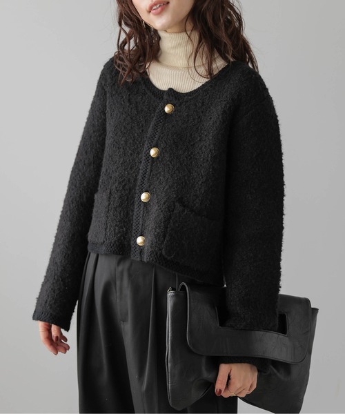 Lajour(ラジュール)の「日本製 ブークレニットカーディガン(カーディガン/ボレロ・レディース・グレー/ブラック/ベージュ・フリー)」の20枚目の写真