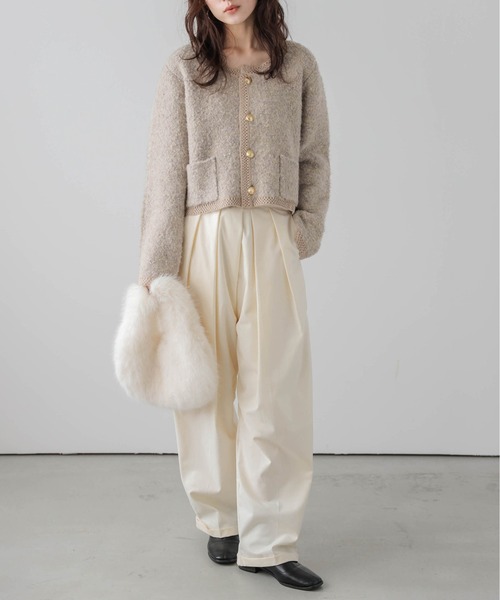 Lajour(ラジュール)の「日本製 ブークレニットカーディガン(カーディガン/ボレロ・レディース・グレー/ブラック/ベージュ・フリー)」の22枚目の写真