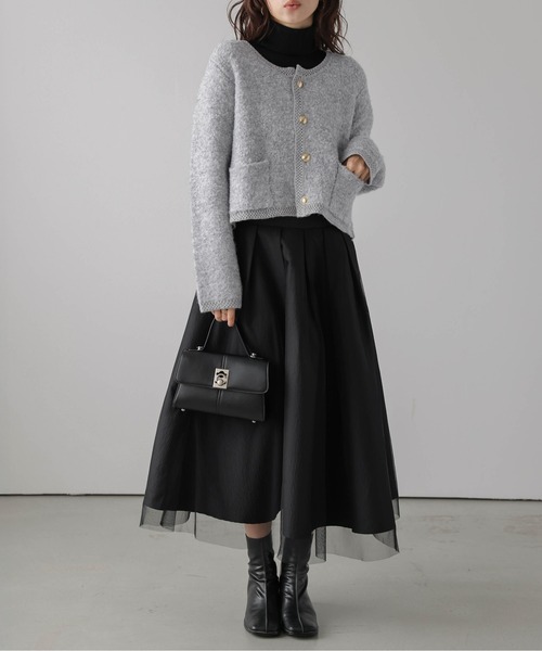 Lajour(ラジュール)の「日本製 ブークレニットカーディガン(カーディガン/ボレロ・レディース・グレー/ブラック/ベージュ・フリー)」の4枚目の写真