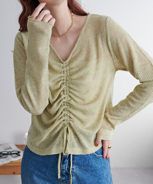 DISCOAT（ディスコート）の「メランジ胸ギャザープルオーバー（Tシャツ