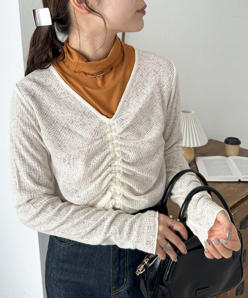 DISCOAT（ディスコート）の「メランジ胸ギャザープルオーバー（Tシャツ