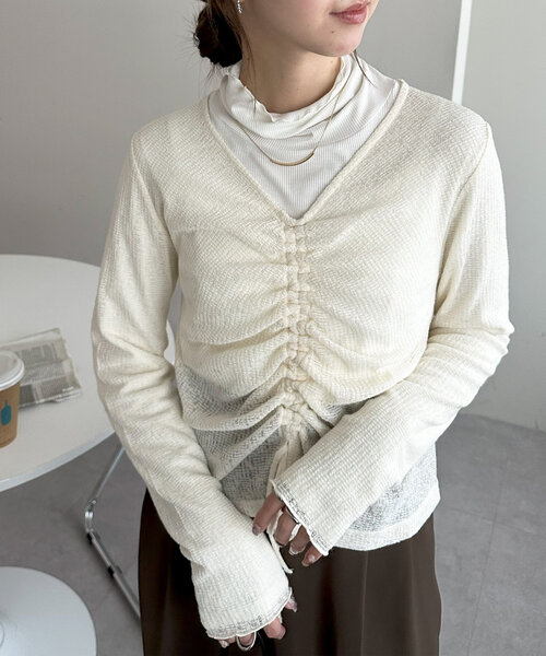 メランジ胸ギャザープルオーバー（Tシャツ/カットソー）｜DISCOAT