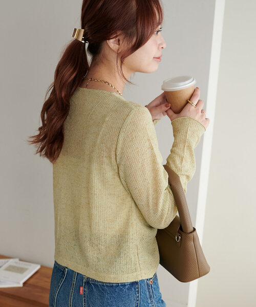 ディスコート新品ギャザーカットソー トップス メランジ胸ギャザープルオーバー（Tシャツ/カットソー）｜DISCOAT