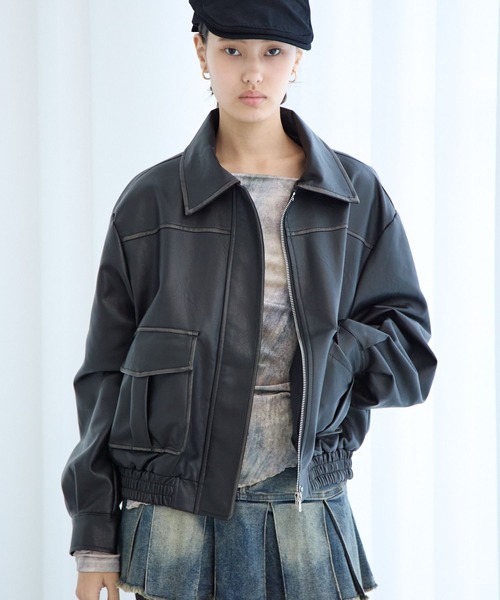 【2025SS】ヴィンテージライクフェイクレザーブルゾン（ブルゾン）｜FOREVER 21（フォーエバー トゥエンティーワン）